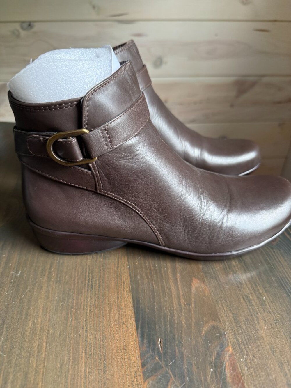 Naturalizer Colette Womens Size 7.5 Side Zip Leather Ankle Boots Brown Soft
